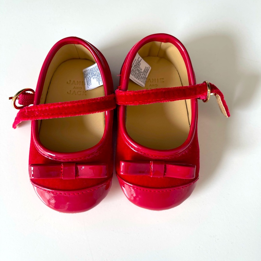 Janie and Jack red baby girl shoes